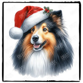 Christmas Dog Design Shetland Sheepdog (3) Breed Cute Xmas Santa Hat Doggie
