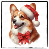 Christmas Dog Design Pembroke Welsh Corgi (2) Breed Cute Xmas Santa Hat Doggie