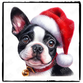 Christmas Dog Design Boston Terrier (1) Breed Cute Xmas Santa Hat Doggie