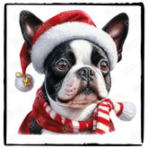 Christmas Dog Design Boston Terrier (2) Breed Cute Xmas Santa Hat Doggie