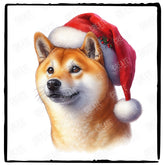 Christmas Dog Design Shiba Inu (2) Breed Cute Xmas Santa Hat Doggie