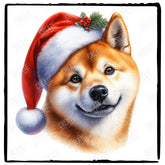 Christmas Dog Design Shiba Inu (3) Breed Cute Xmas Santa Hat Doggie