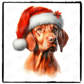 Christmas Dog Design Vizsla (2) Breed Cute Xmas Santa Hat Doggie