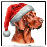 Christmas Dog Design Vizsla (3) Breed Cute Xmas Santa Hat Doggie