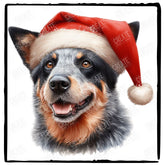 Christmas Dog Design Australian Cattle (1) Breed Cute Xmas Santa Hat Doggie