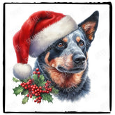 Christmas Dog Design Australian Cattle (2) Breed Cute Xmas Santa Hat Doggie