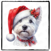 Christmas Dog Design West Highland White Terrier (1) Breed Cute Xmas Santa Hat Doggie