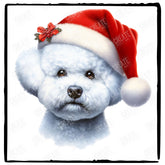 Christmas Dog Design Bichon Frise Breed Cute Xmas Santa Hat Doggie