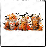 Halloween Coffee Bats Pumpkin Spooky Season Libby Wrap Pattern Design