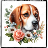Cute Beagle Dog Breed Floral Design
