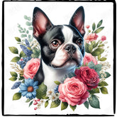 Cute Boston Terrier Dog Breed Floral Design