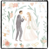 Wedding Bride and Groom with Flowers Watercolour Design