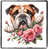 Cute Dog Bulldog Breed Floral Design