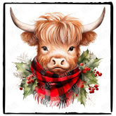 Cute Highland Cow In Scarf Autumn Design