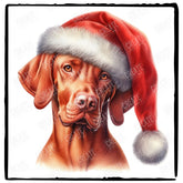 Christmas Dog Design Vizsla (1) Breed Cute Xmas Santa Hat Doggie