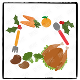 Christmas Dinner Chicken Vegetables Design
