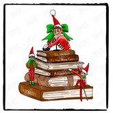 Elf On The Bookshelf Christmas Elf Xmas Festive Design