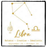 Libra Star Sign Gold Pattern Design
