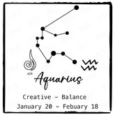 Aquarius Star Sign Without Frame Pattern Design