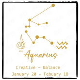 Aquarius Star Sign Gold Pattern Design
