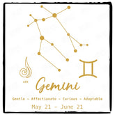 Gemini Star Sign Gold Pattern Design
