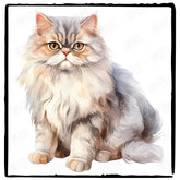Cute Persian Cat Watercolour Design