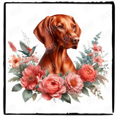 Cute Dog Vizsla Breed Floral Design