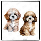 Two Cute Dogs Cavapoo (2) Adorable Watercolour Puppies Design