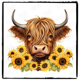 Cute Highland Cow With Sunflowers Adorable Design