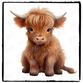 Cute Highland Cow Sitting Adorable Design