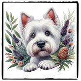 Cute Dog West Highland White Terrier Breed Floral Design