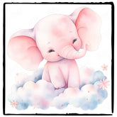 Cute Pink Elephant Cloud Pattern Design