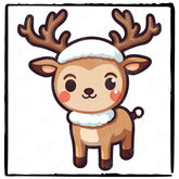 Cute Little Reindeer With Snow Hat Kids Christmas Character Design