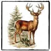 Christmas Tree Deer Mistletoe Merry Xmas Pattern Design