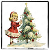 Christmas Tree Girl Children Merry Xmas Pattern Design
