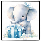 Blue Cute Elephant Birthday Gift Pattern Design