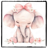 Cute Pink Elephant Sitting Bow Pattern Design