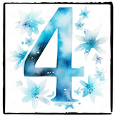 Blue Number Four Birthday Pattern Design