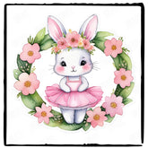 Pink Bunny Ballet Dancer in Wreath Design
