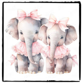 Cute Pink Two Elephants Bows Pattern Design