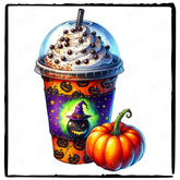 Halloween Coffee Witchy Pumpkin Fall Pattern Design