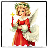 Christmas Angel Candle Merry Xmas Pattern Design