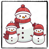 Cute Snowman Family Kids Christmas Character Design
