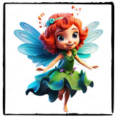 Red Haired Girl Fairy in Green Dress Kids Design