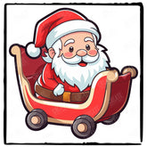 Cute Santa In Sleigh Kids Christmas Character Design