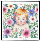 Red Head Baby In Flowers Design