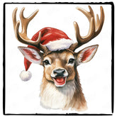 Christmas Deer With Xmas Hat Cute Pattern Design