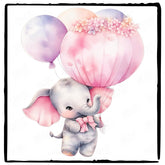 Cute Elephant Birthday Balloons Pattern Design