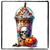 Halloween Coffee Skull Spooky Fall Pattern Design