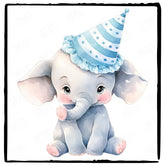 Cute Blue Elephant Party Hat Pattern Design